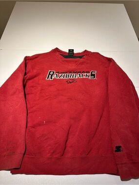STARTER Arkansas Razorbacks Red Crewneck Sweatshirt